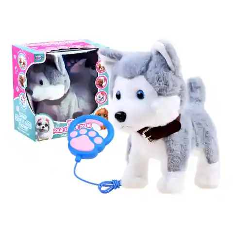 INTERAKTYWNY PIESEK HUSKY MASKOTKA CHODZI NA SMYCZY SZCZEKA ZABAWKA PREZENT